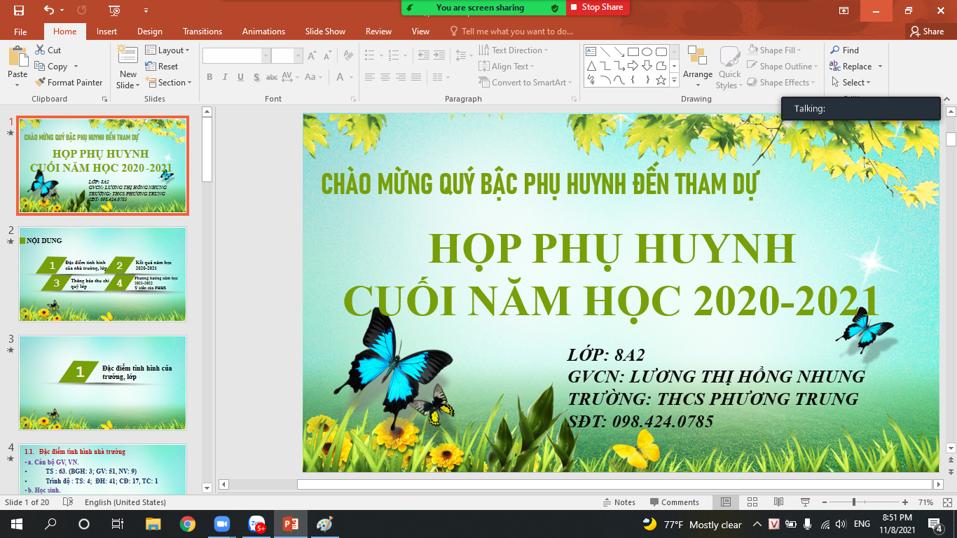 Họp phụ huynh trực tuyển lớp 8A2