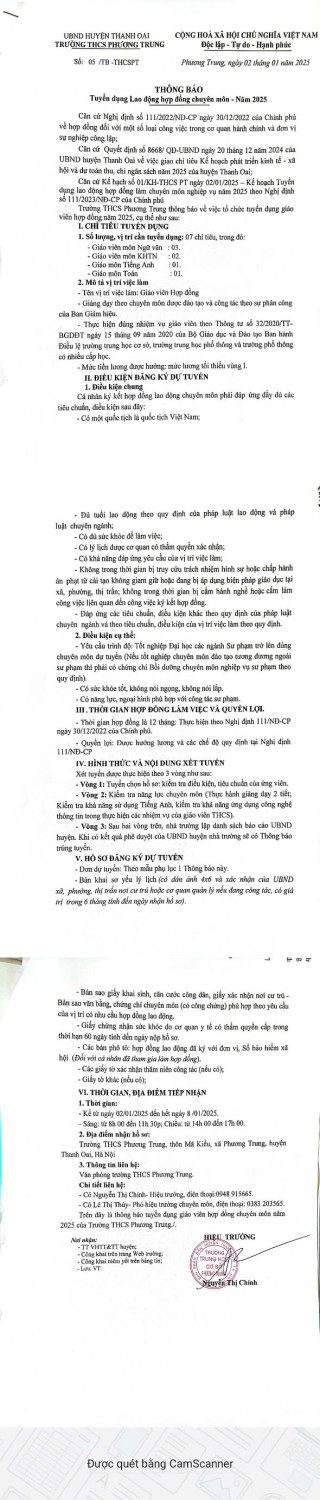 THÔNG BÁO TUYỂN DỤNG LĐHĐ CHUYÊN MÔN NĂM 2025
